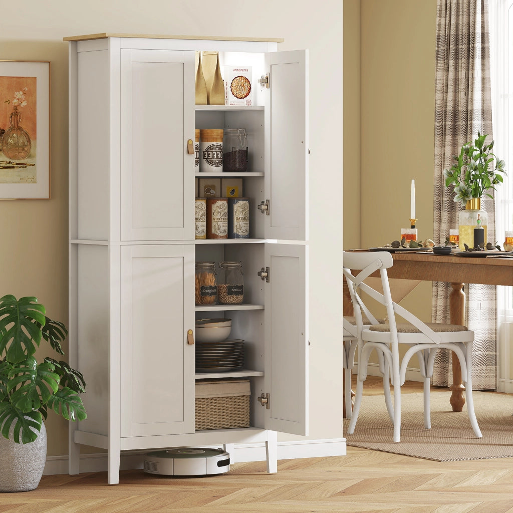 Credenza Bianca ¨C Minimal ¨C 177 cm, ripiani regolabili, luce LED dimmerabile