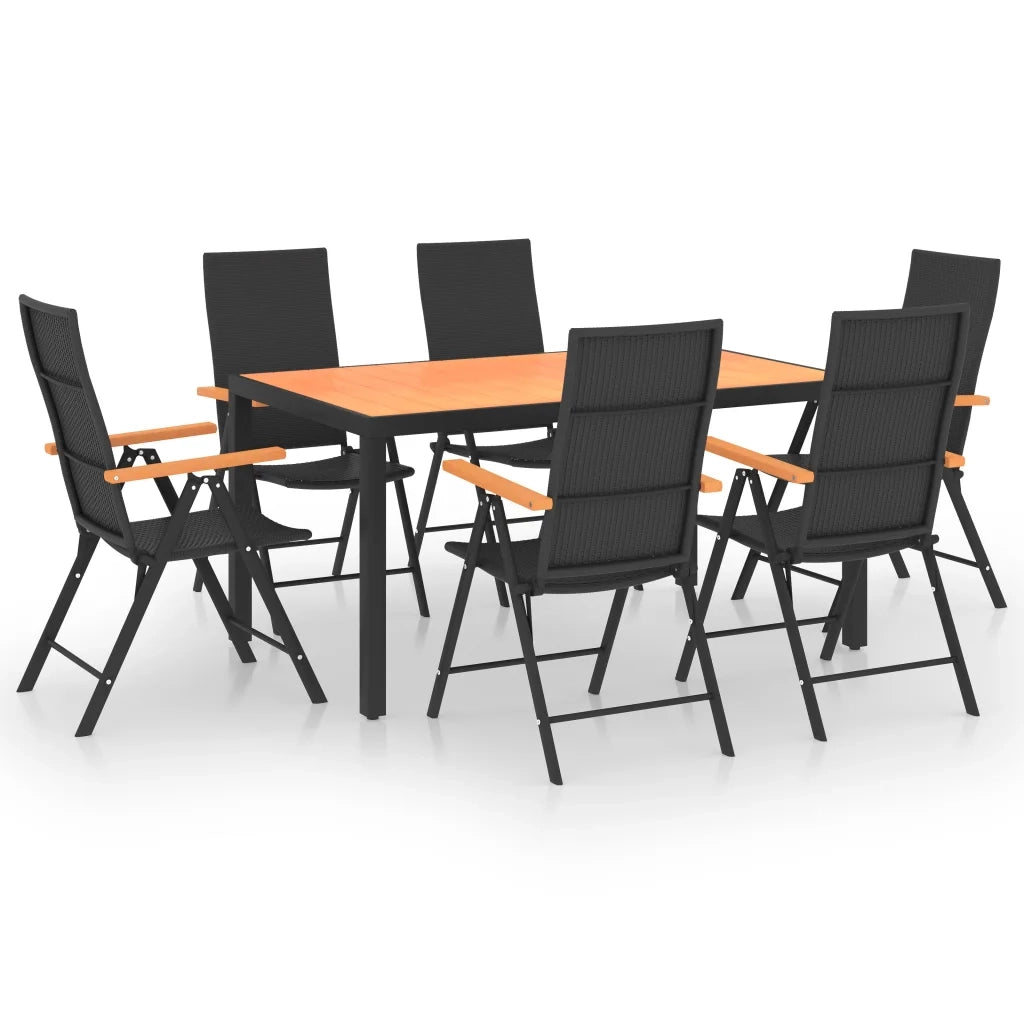 Set da Pranzo da Giardino 7 pz Nero e Marrone