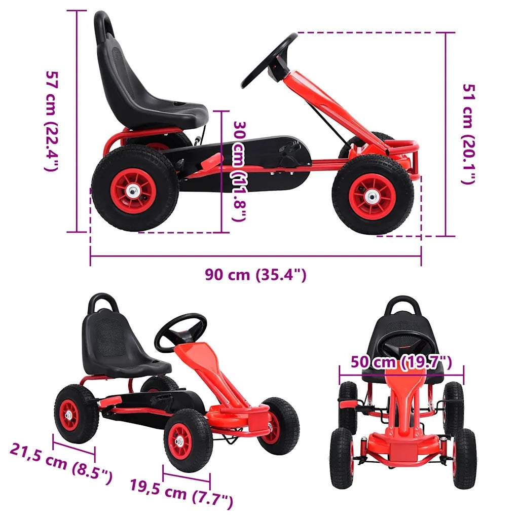 Go Kart a Pedali con Pneumatici Rosso 80197