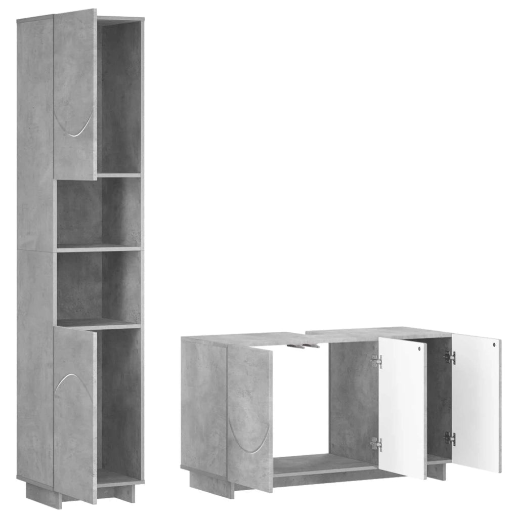 Set mobili da bagno 2 pz Grigio Cemento Legno ingegnerizzato 3433094