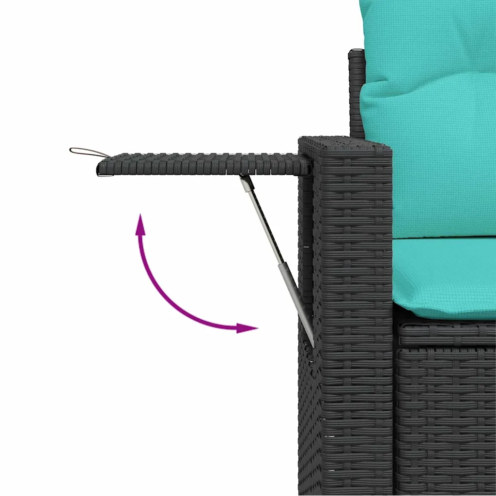 Set Divani da Giardino 10 pz con Cuscini Nero in Polyrattan 3224713