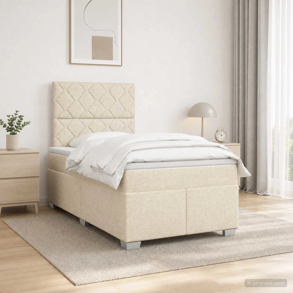 Letto box spring con materasso Crema 120 x 200 cm Tessuto 3454857