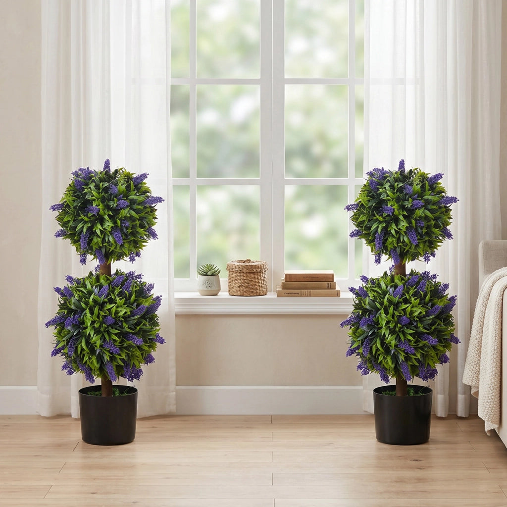 2er-Set Künstliche Pflanzen, UV-beständige Kunstpflanze im Blumentopf, 70 cm Zimmerpflanze für Wohnzimmer, Garten