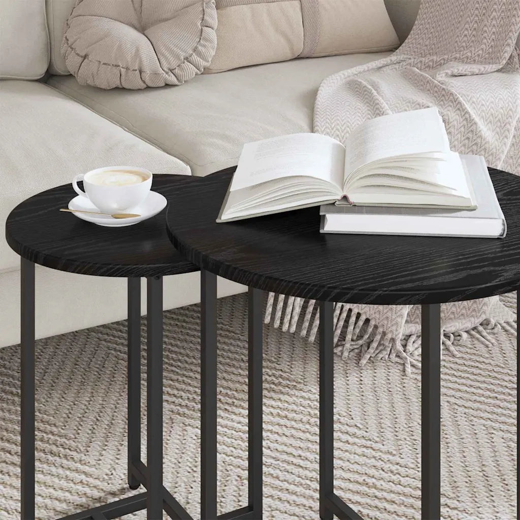 Set tavolini 2 pz | Tavolo laterale Rovere Nero