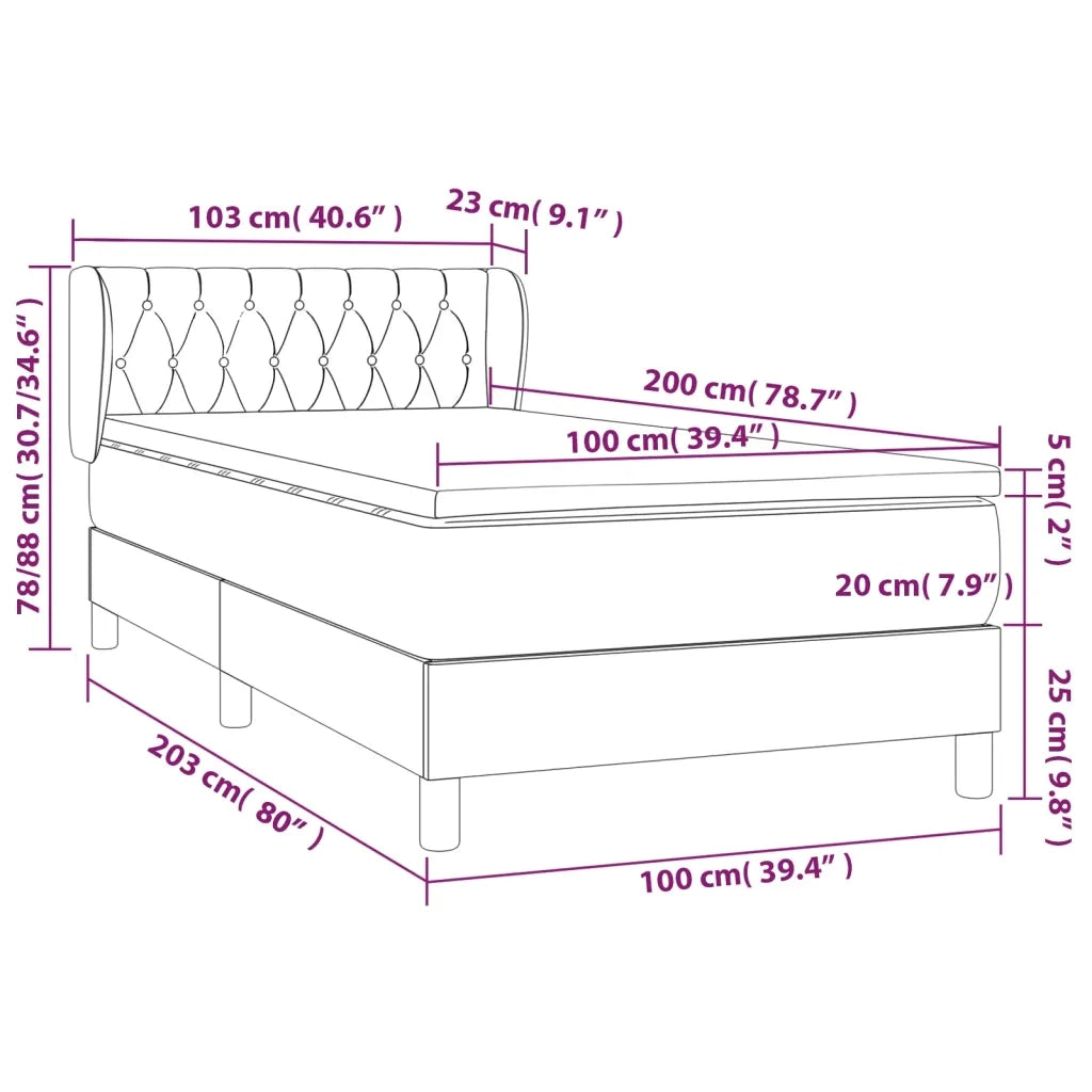 Giroletto a Molle con Materasso Rosa 100x200 cm in Velluto