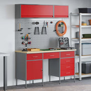 Set di mobili da lavoro con cassetto con blocco 8 pcs Rosso 3321469