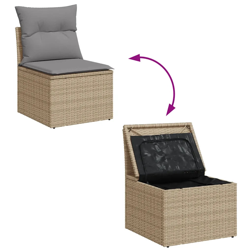 Set Divano da Giardino 10 pz con Cuscini Beige in Polyrattan 3326971