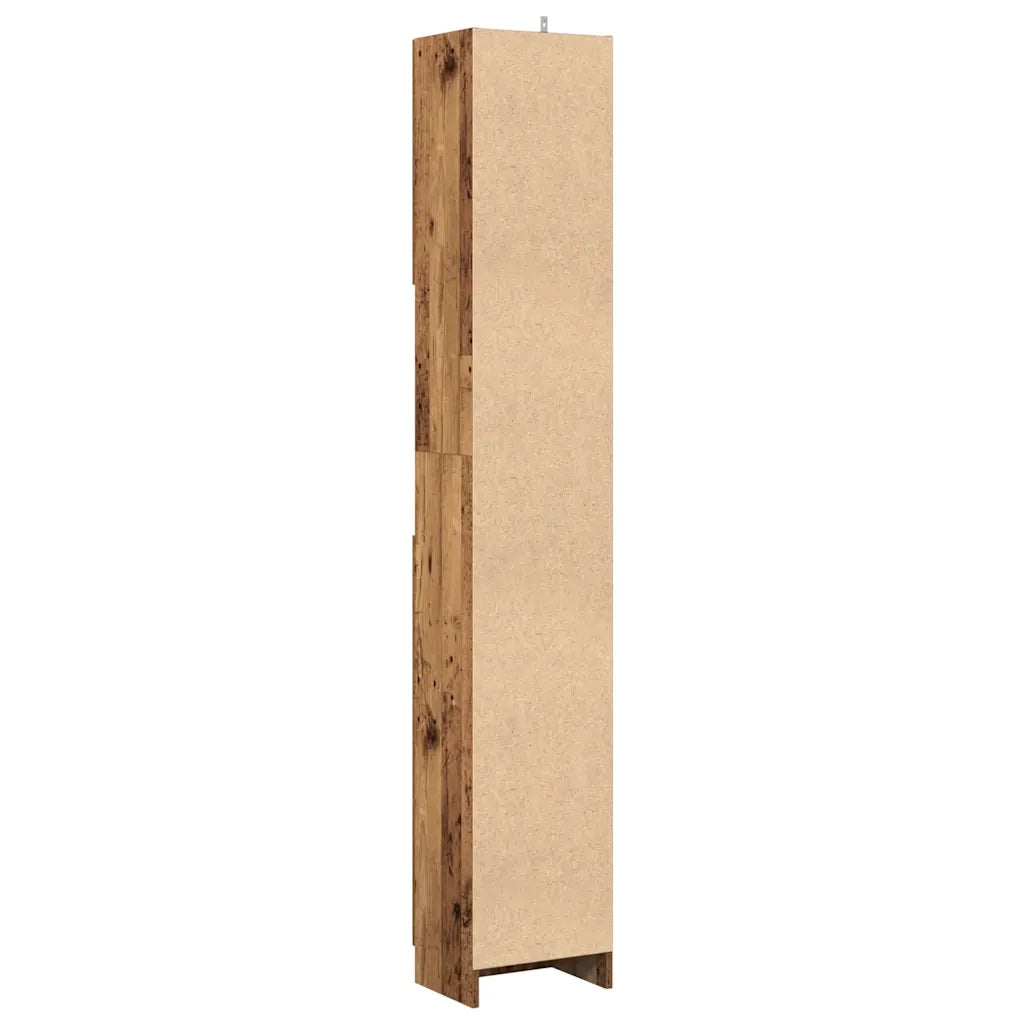 Mobiletto da bagno in legno composito 32 x 25,5 x 190 cm ampio spazio contenitivo facile manutenzione stile rustico legno anticato 02_0050728