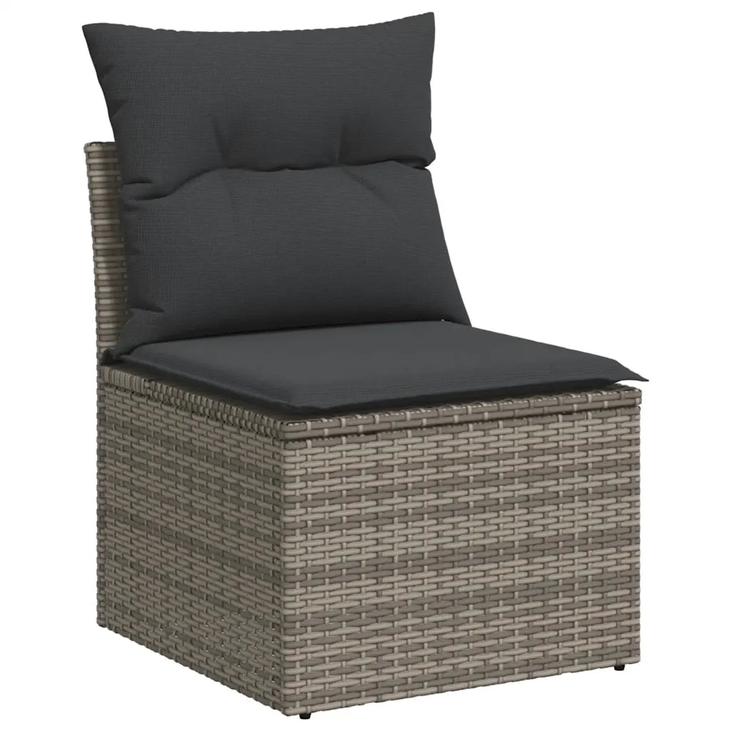 Set Divano da Giardino 5 pz | Set Salotto da Giardino con Cuscini Grigio in Polyrattan