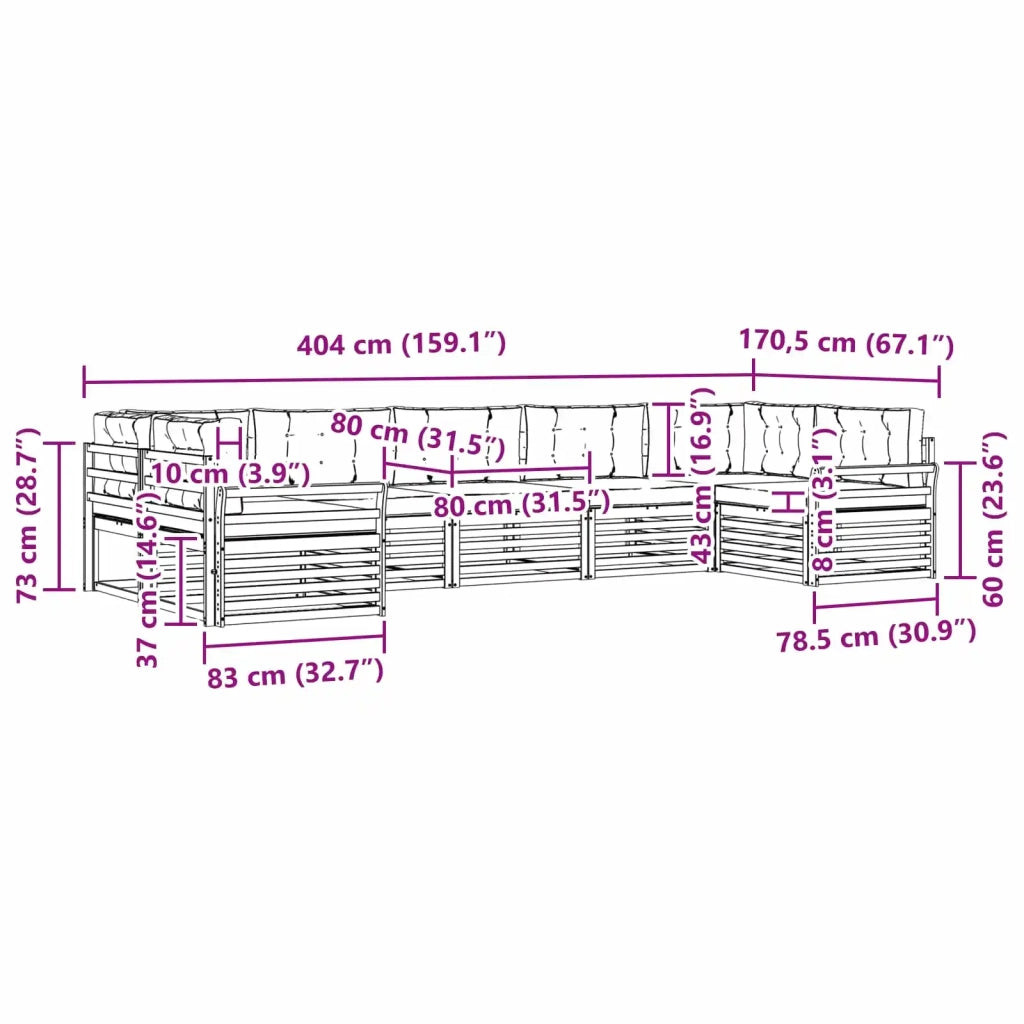 Set di divani da esterno 7 pz Bianco e Beige 3391088