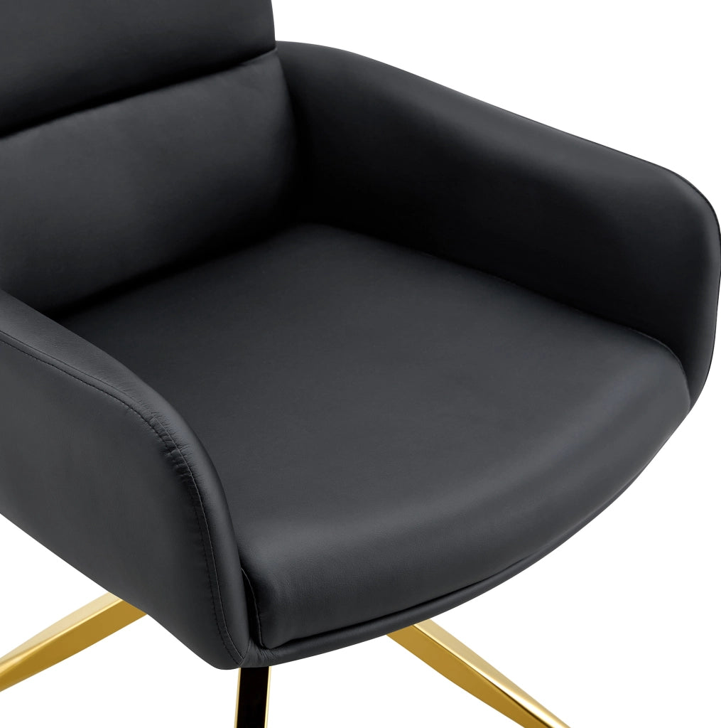 SEDIA Girevole 360° 85 cm PU Nero e Metallo Oro Set da 2 pezzi