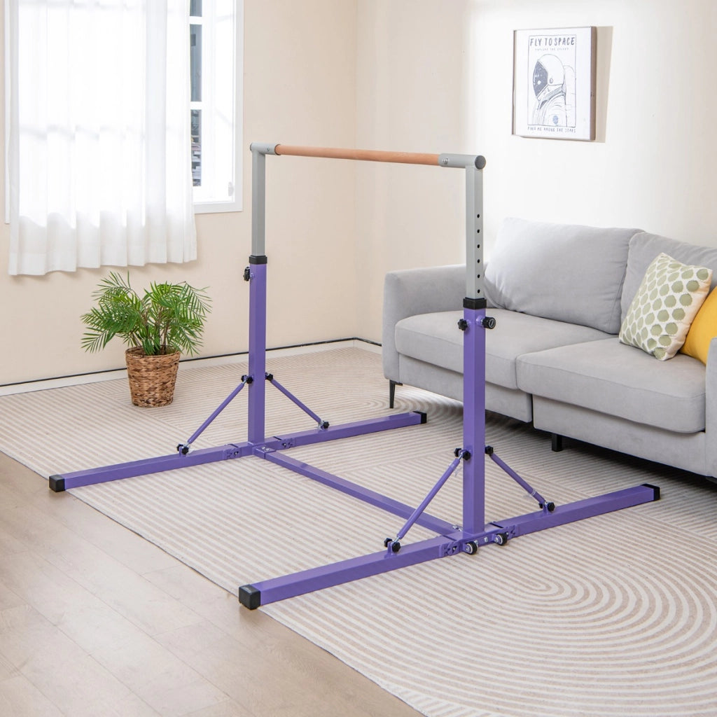 Barra ginnastica per bambini con 13 altezze regolabili portata 100kg-Attrezzatura palestra domestica Viola