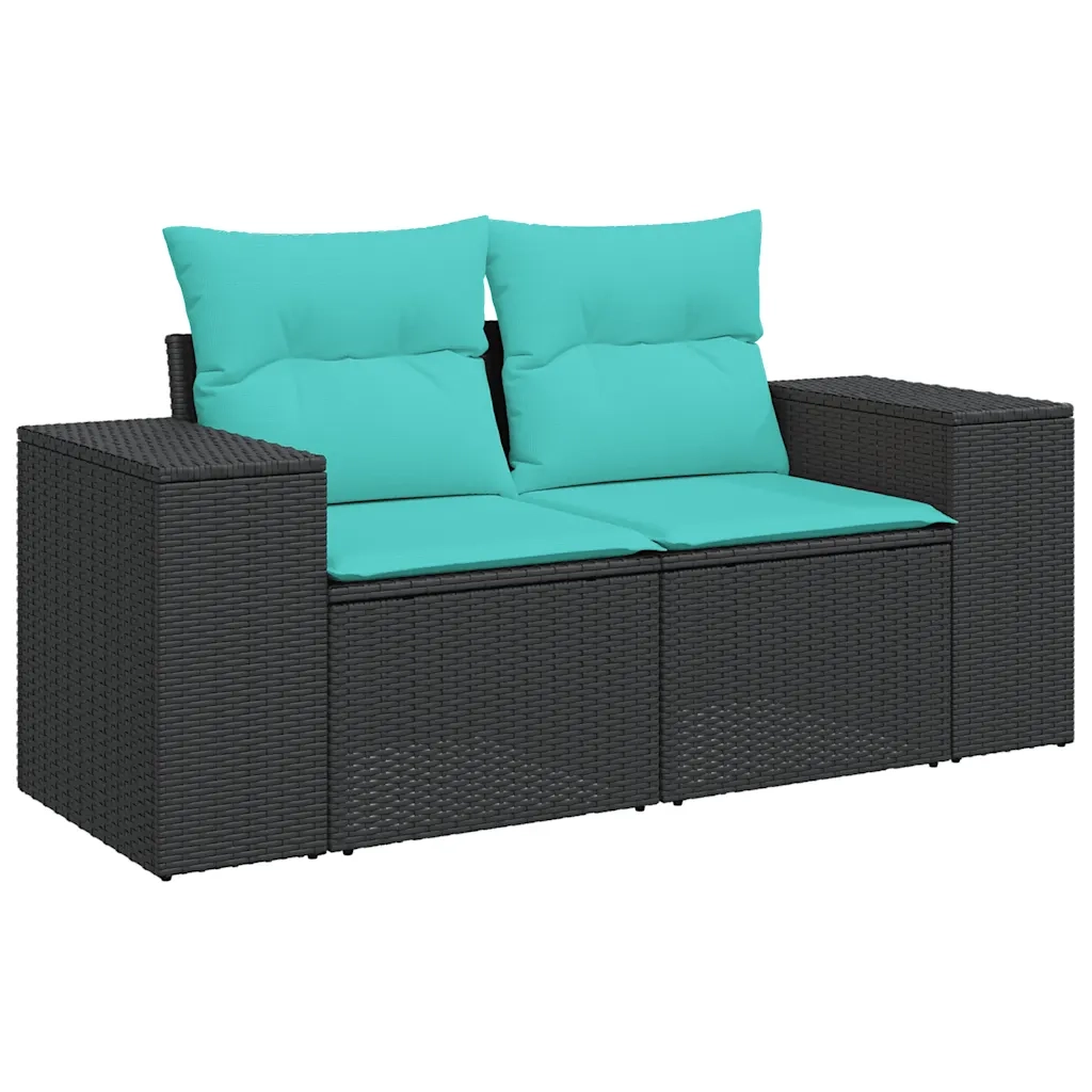 Set Divani da Giardino 8 pz con Cuscini Nero in Polyrattan 3225560