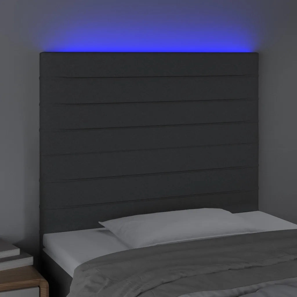Testiera | Testata a LED Grigio Scuro 80x5x118/128 cm in Tessuto