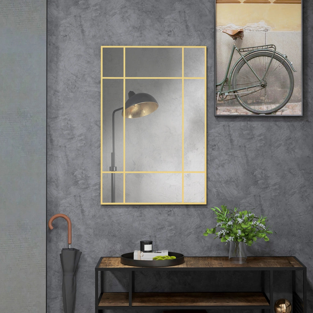 Specchio da Parete Rettangolare ¨C Xylo ¨C Cornice Metallo Dorato 90x60 cm