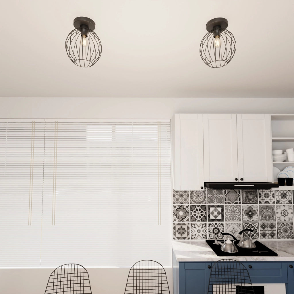 Plafoniera Minimal Industrial Orion 1 Luce Nera