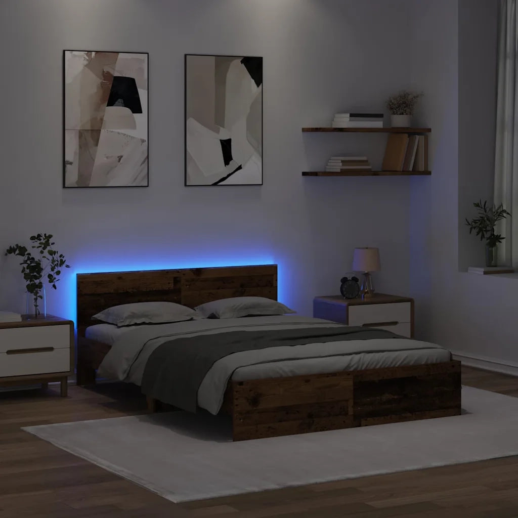 Struttura del letto con testiera Legno vecchio 140 x 190 cm