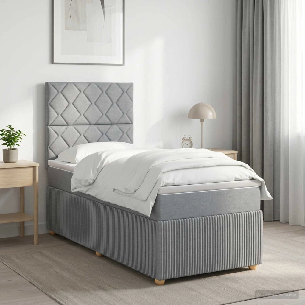Letto box spring con materasso Grigio Chiaro 80 x 200 cm 3454270
