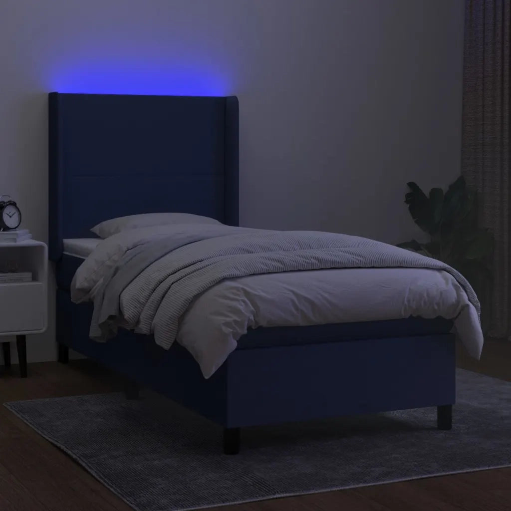 Letto a Molle con Materasso e LED Blu 80x200 cm in Tessuto 3138115