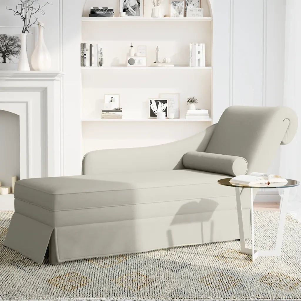 Sdraio con Capezzale e Bracciolo Destro in Velluto Crema CFW3278076