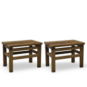 Set di 2 sgabelli bassi sgabellini panche poggiapiedi seduta in legno noce scuro