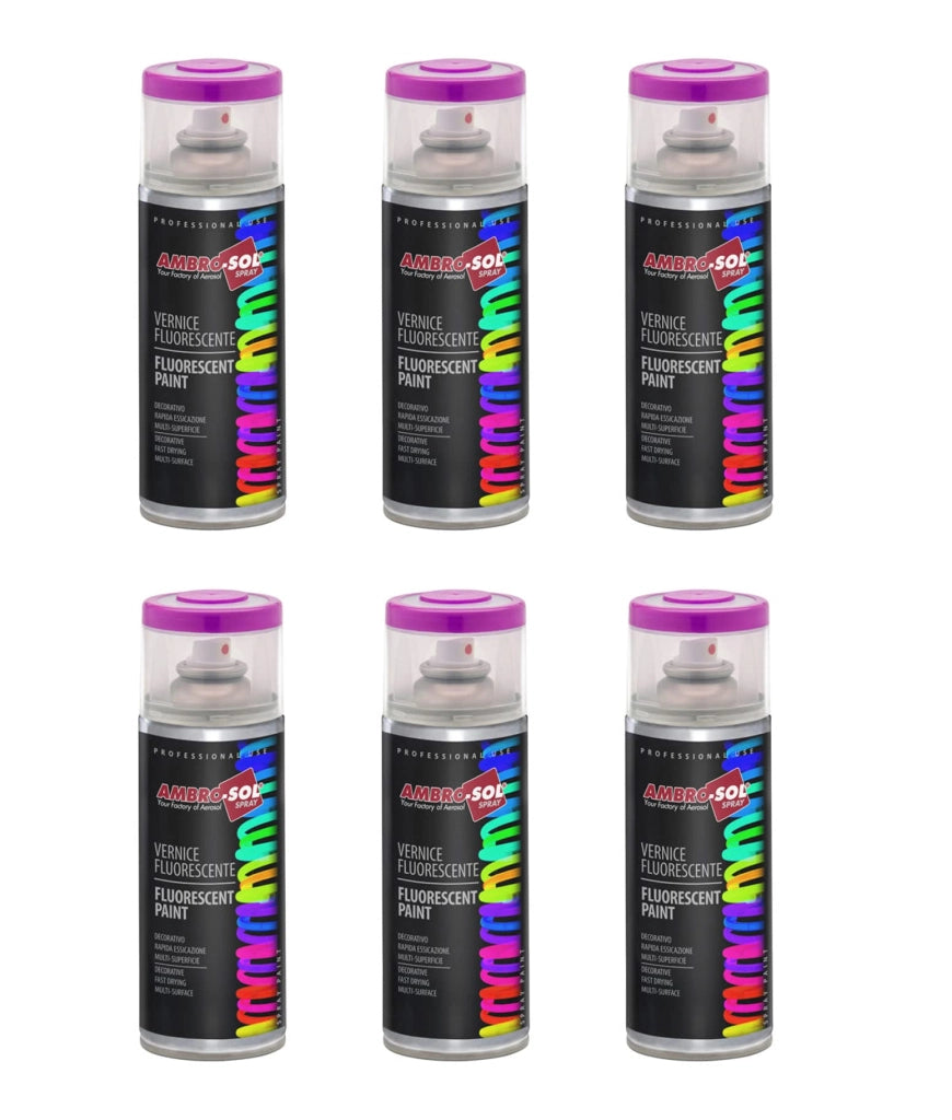 Bomboletta Spray Fluorescente Ambrosol 400 ml Rosso 6 Pezzi