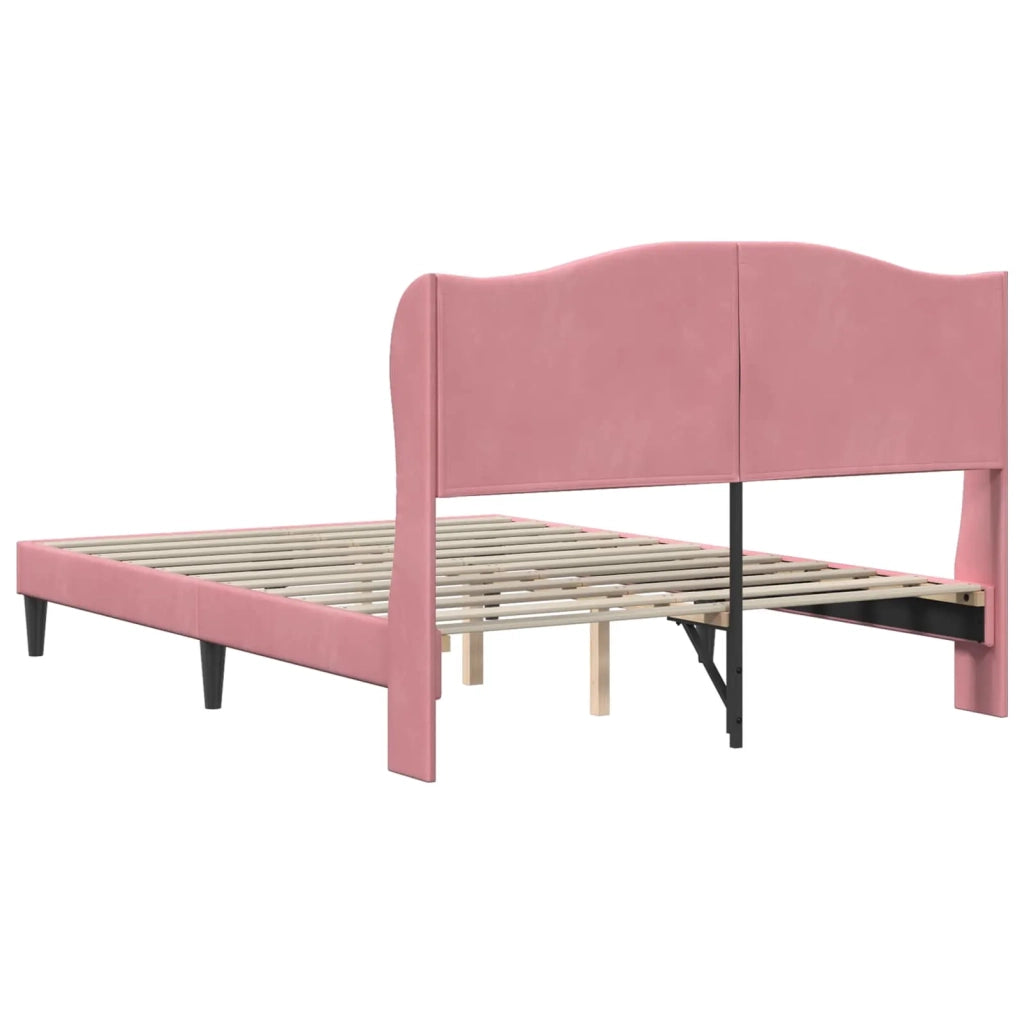 Letto matrimoniale | Letto per adulti | Struttura del letto con testiera Rosa 140 x 200 cm Velluto