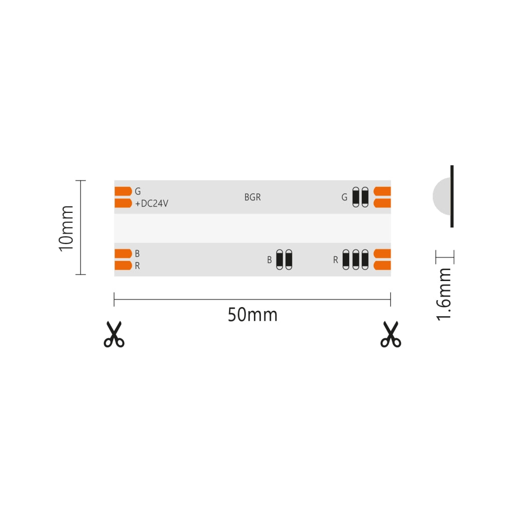 Striscia led COB IP20 5m RGB 24V 15W/MT