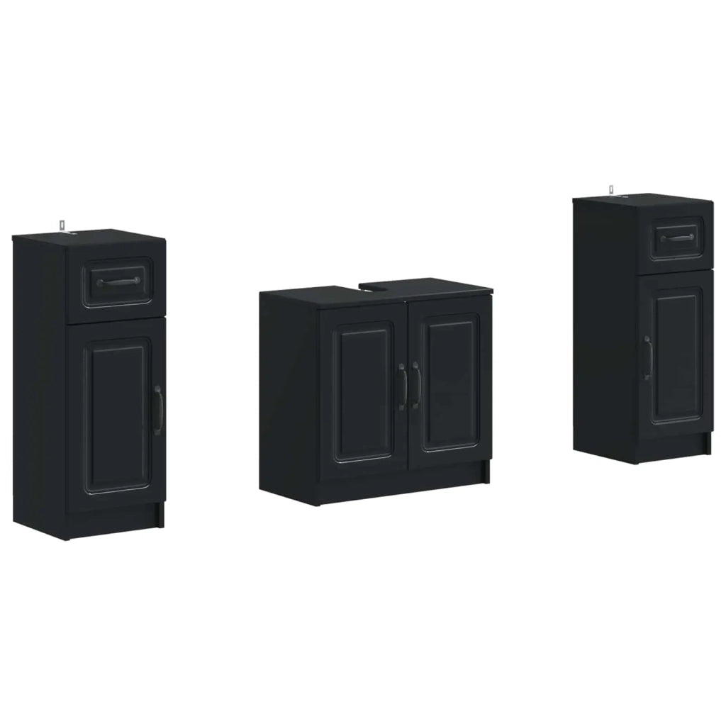 Set di armadietti da bagno in 3 pezzi UTRECHT Nero 3418054