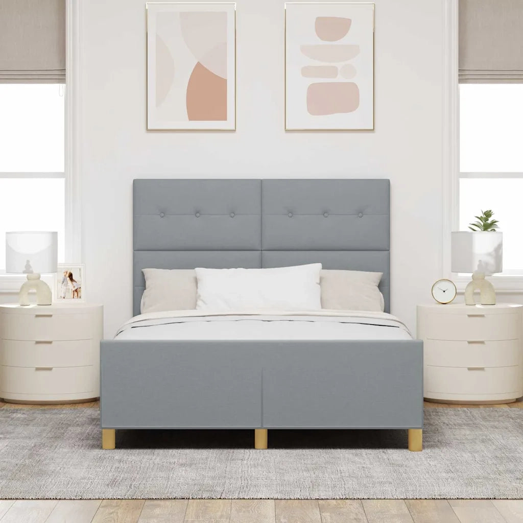 Letto matrimoniale | Letto per adulti | Struttura del letto Grigio chiaro 140 x 190 cm Tessuto
