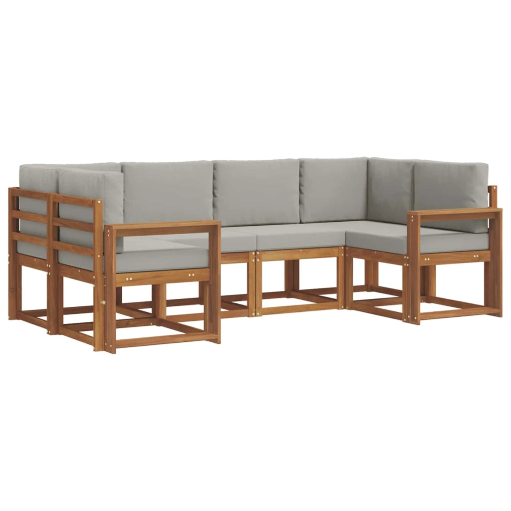 Set di divani da esterno 6 pz Grigio Naturale e Chiaro 3366889
