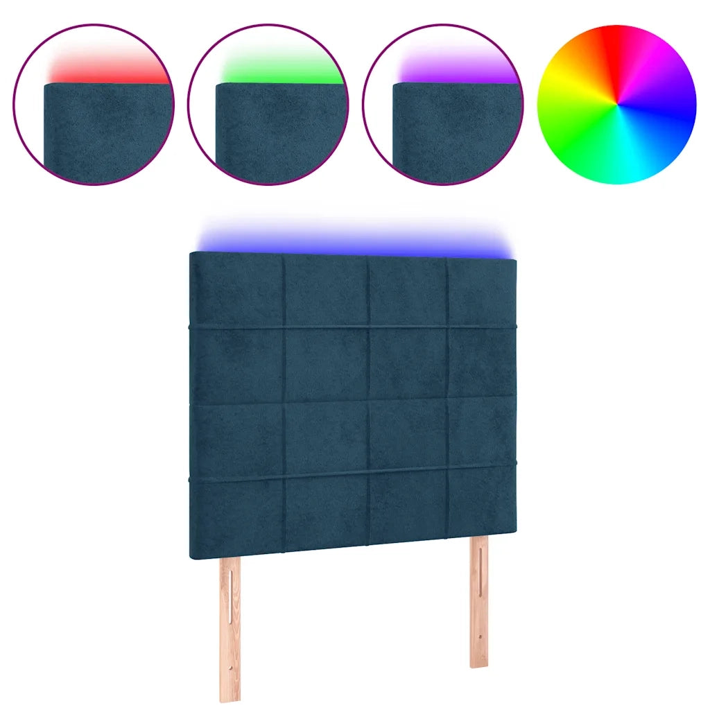 Testiera a LED Blu Scuro 90x5x118/128 cm in Velluto 3122464