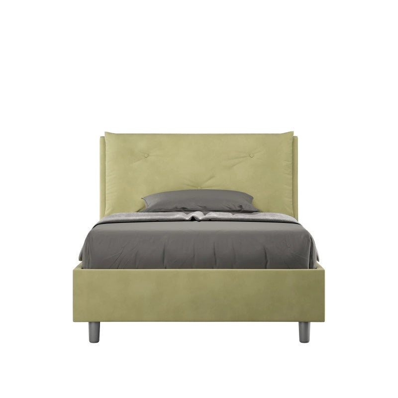 Letto imbottito Piazza e mezzo 120x190 cm Large - Con rete,Microfibra,Tè verde