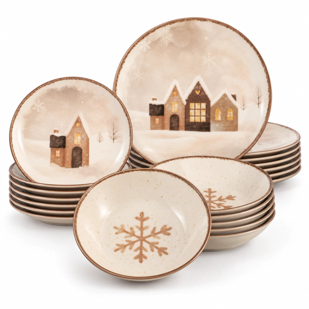 Servizio di Piatti da Tavola Natale Coupe Cinnamon Glow 18 Pezzi