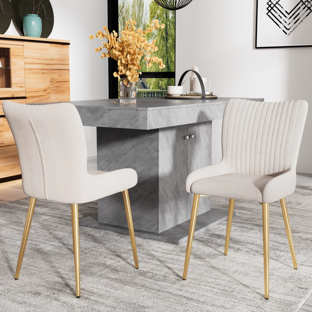 SEDIA da pranzo in velluto beige e oro, Set da 6 pezzi