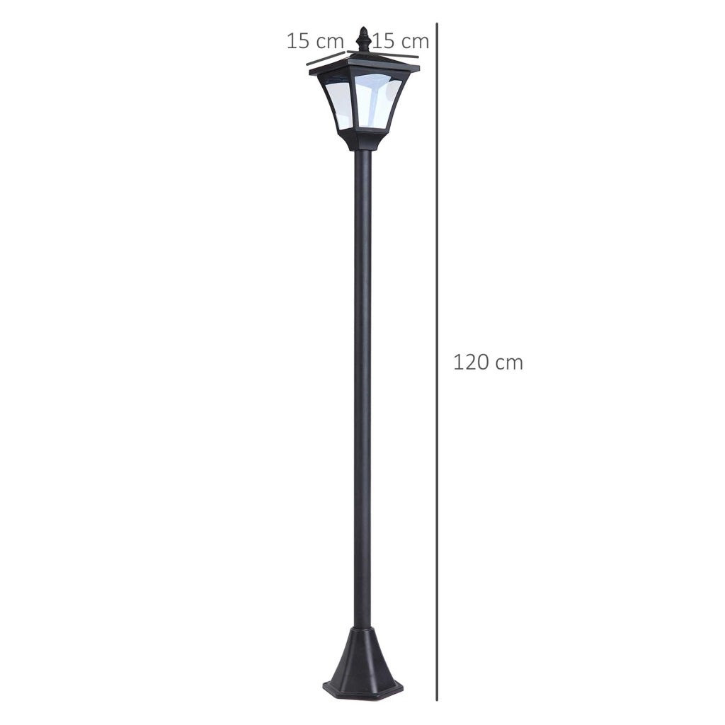 LANTERNA Solare da Giardino 15x15x120 cm Plastica Nera con Picchetto