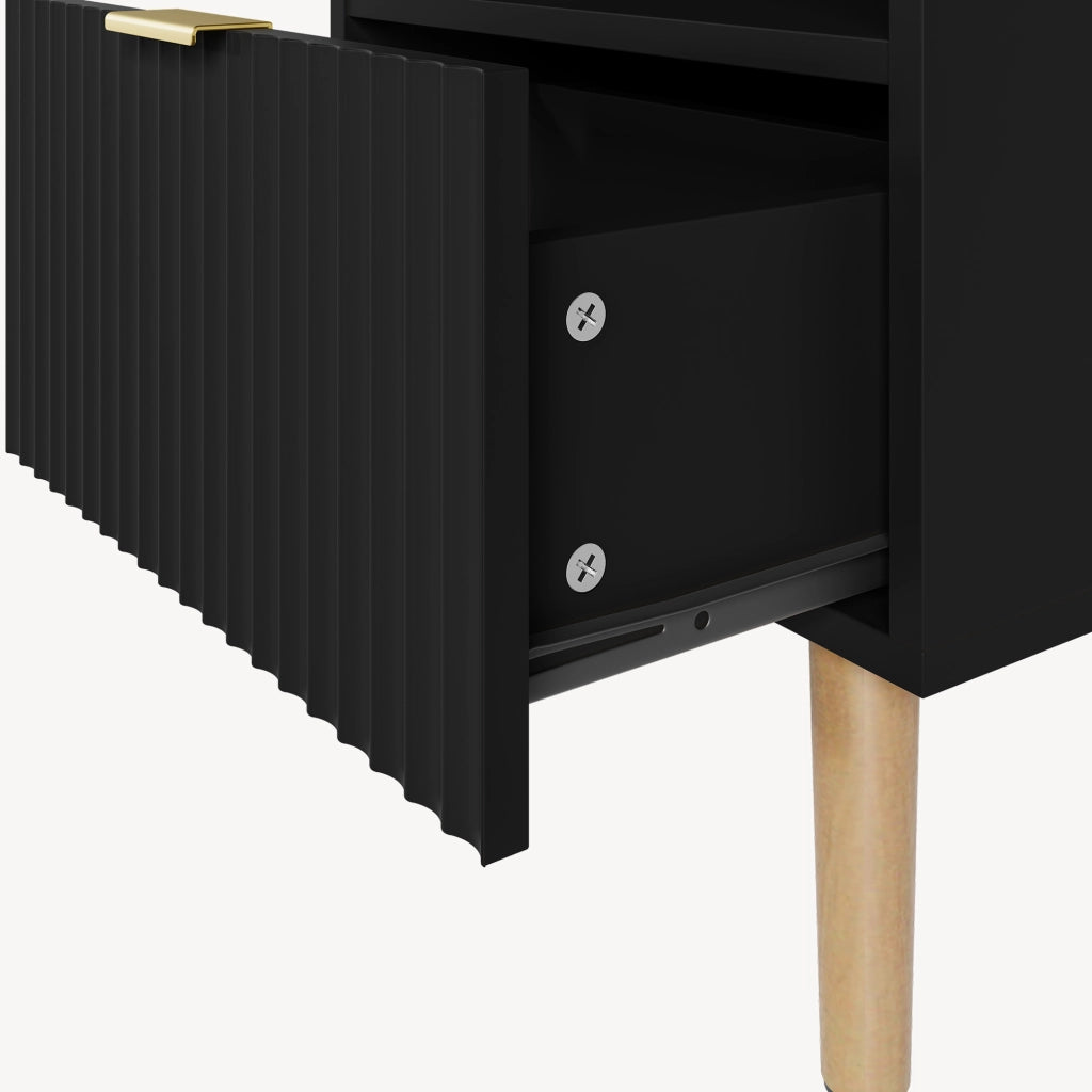 Set di 2 Comodini Nand con Cassetto e Vano Aperto 55x40x30 cm Nero [en.casa]