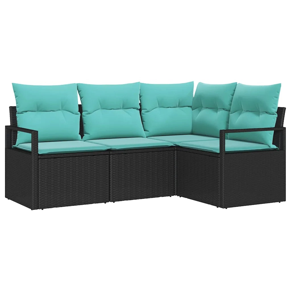 Set di divani 4 pcs Nero polyrattan 3346366