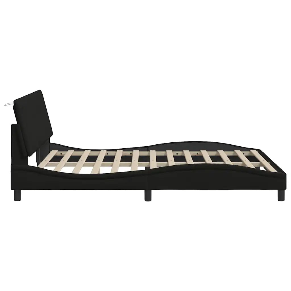 Letto matrimoniale | Letto per adulti | Giroletto senza Materasso Hanko Nero 160x200 cm in Tessuto