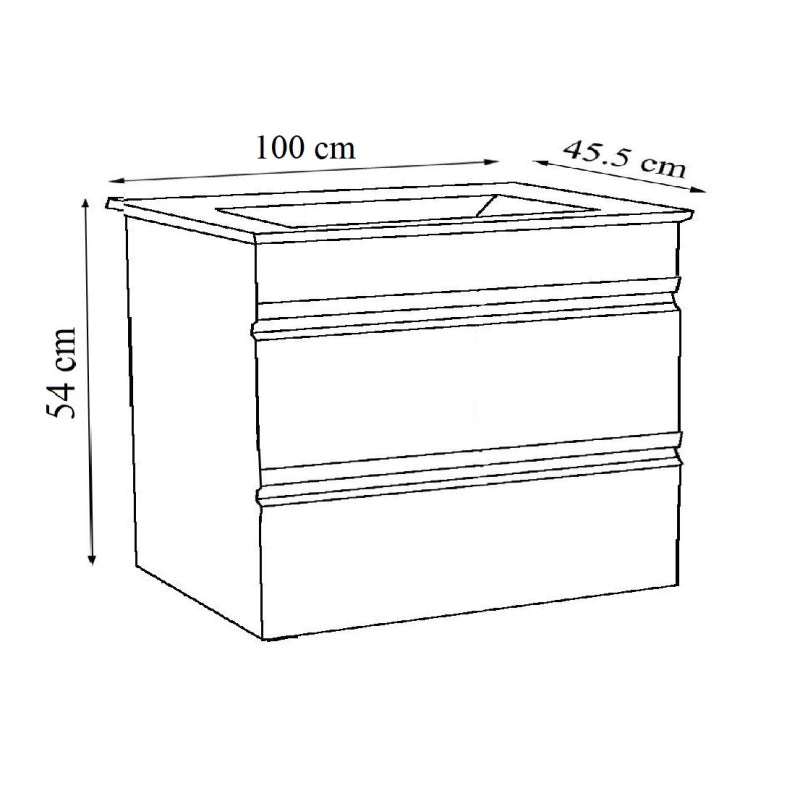 Sistema di Ezooza Set Bagno 2 Pezzi Mobile Extra Large e Lavabo , Bianco ,