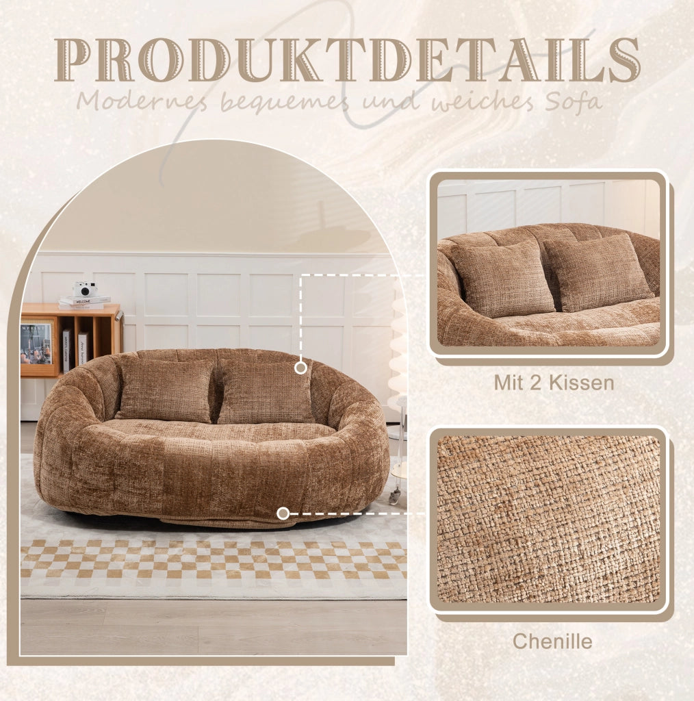 DIVANO Lazy 150x95x63 cm Chenille Caffè
