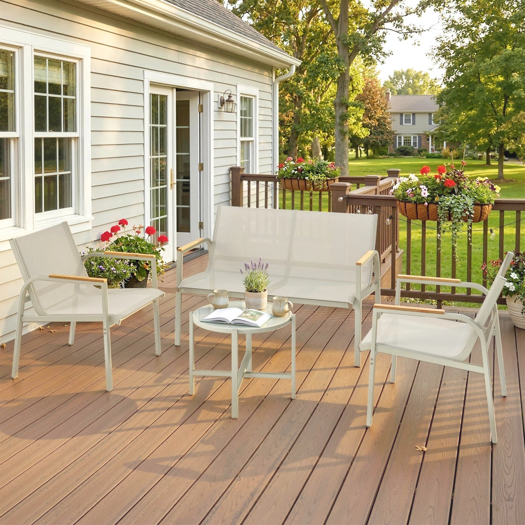 Set Divano da Esterno con Loveseat e 2 Poltrone, Verde