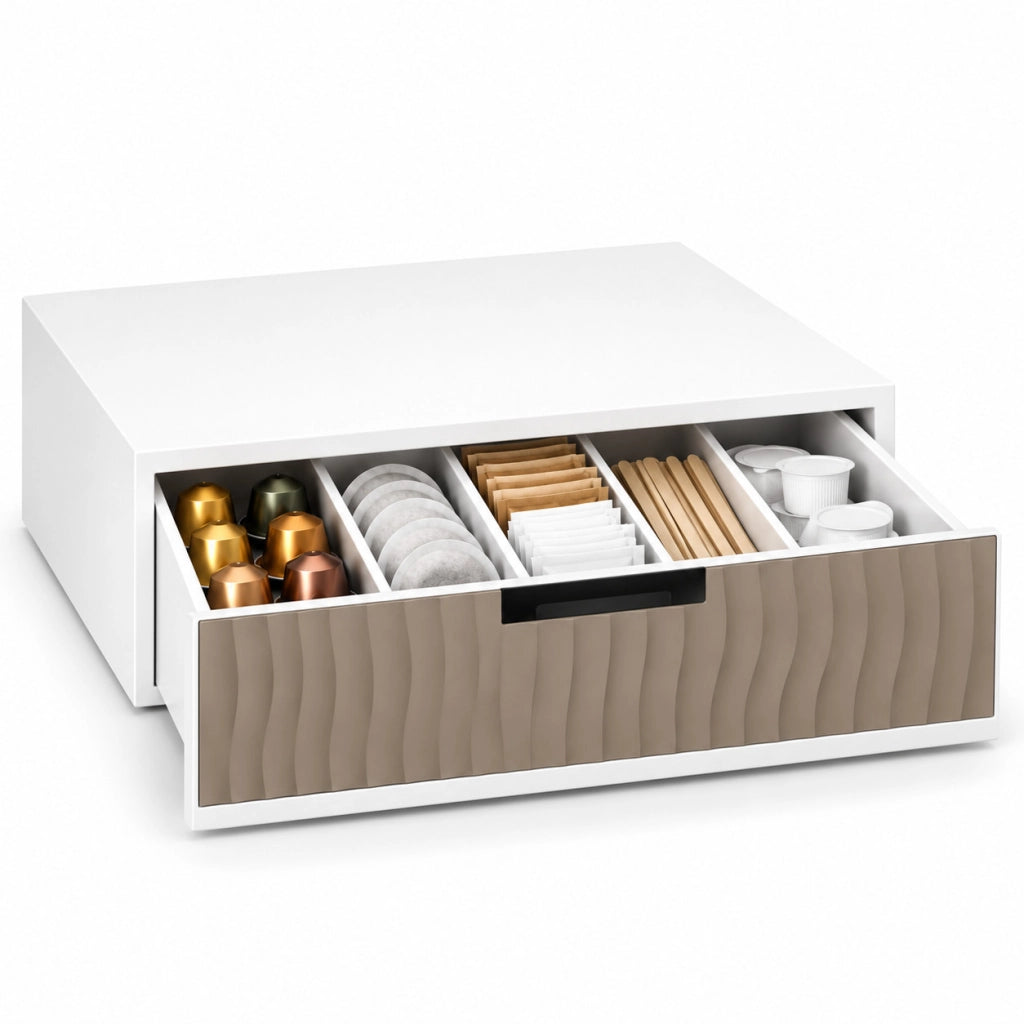 ORGANIZER CAFFE CAPSULE CIALDE CASSETTO DIVISORI 30X30 H10 BIANCO TORTORA 749621