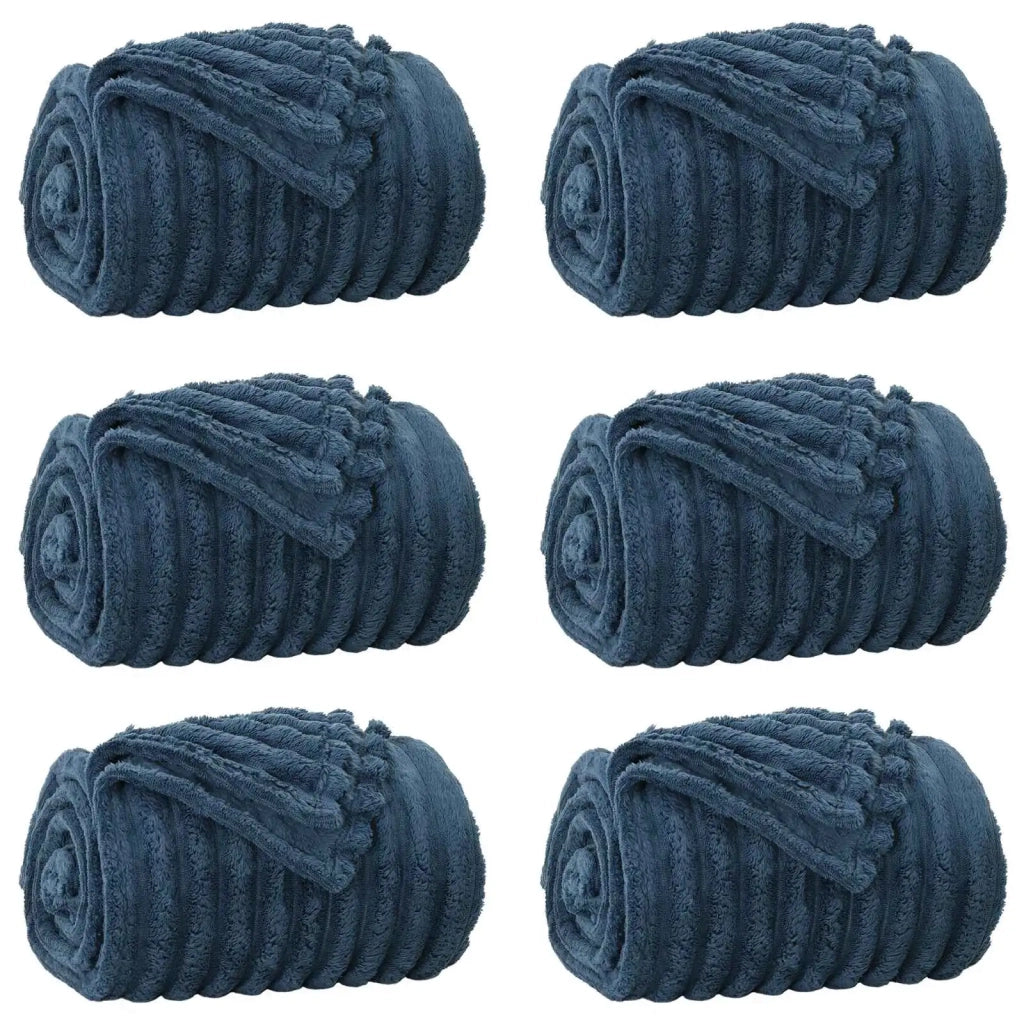 Coperte da Pile 6 pcs Blu navy 240 x 220 cm Panno