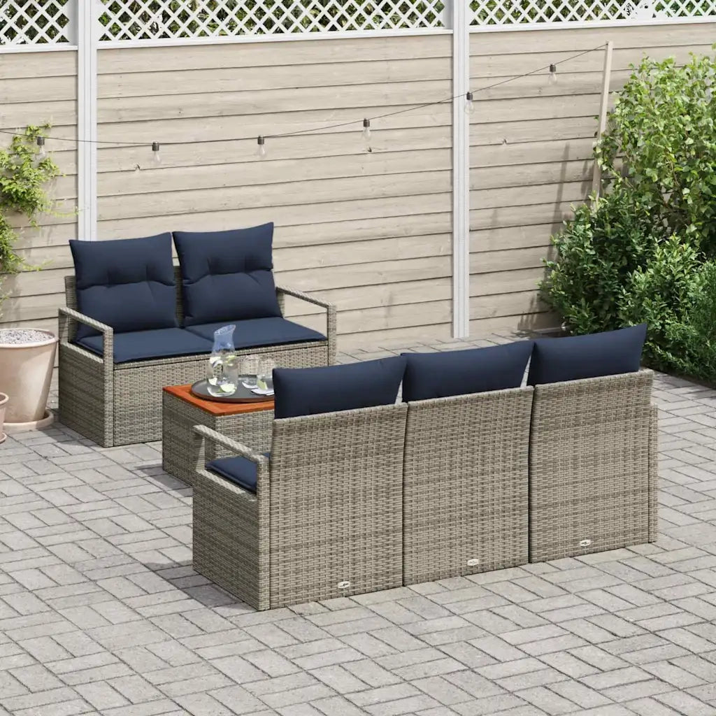 Set Divano da Giardino con cuscino 6 pcs Grigio polyrattan 3347647
