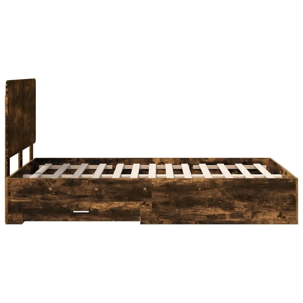 Letto matrimoniale | Letto per adulti | Struttura del letto Rovere fum¨¦ 120 x 190 cm Legno multistrato