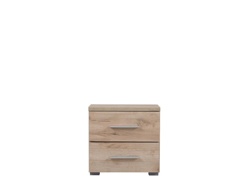 Colliano, Comodino 2 Cassetti, 44.5x33.5x43h cm Marrone Noce