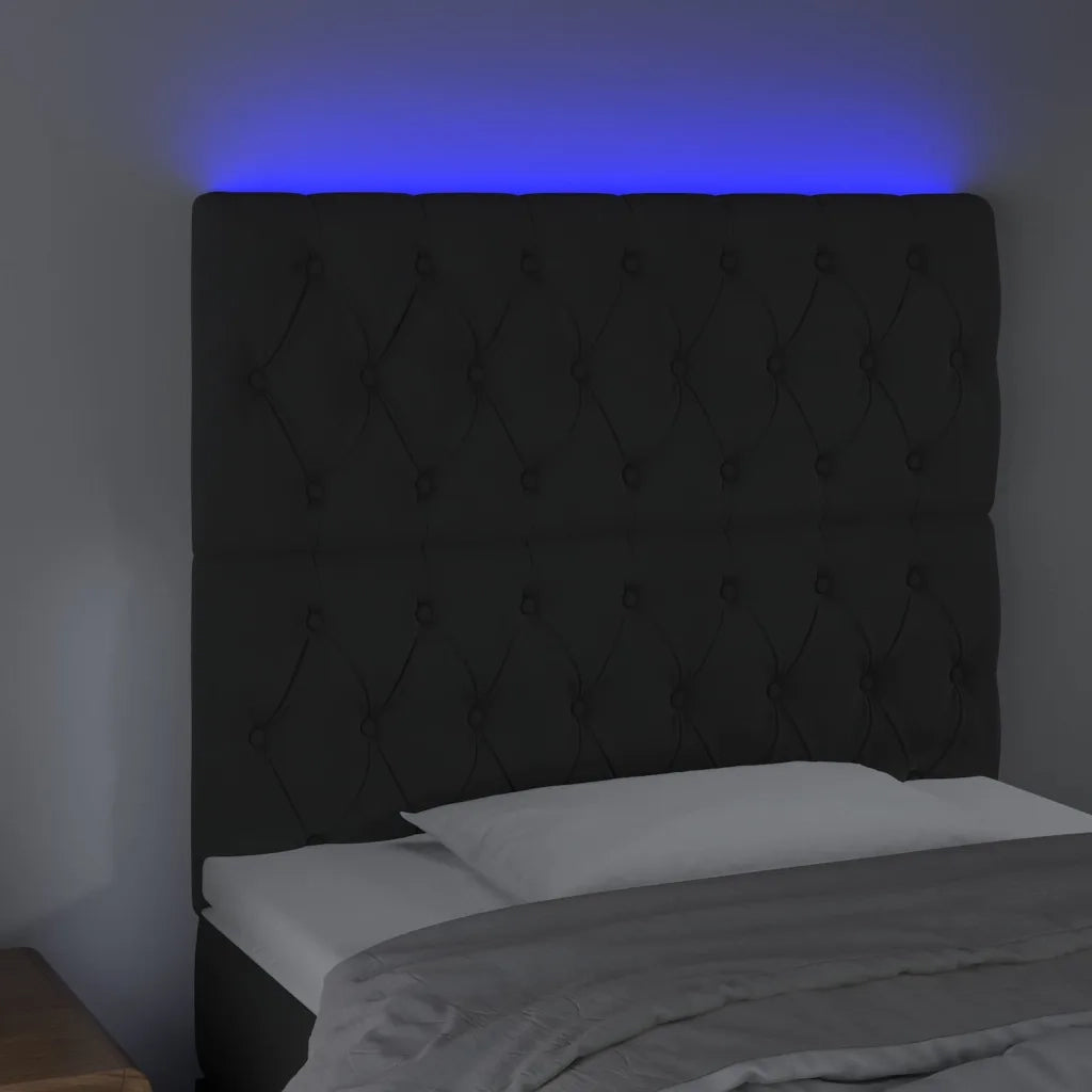 Testiera | Testata a LED Nera 100x7x118/128 cm in Velluto