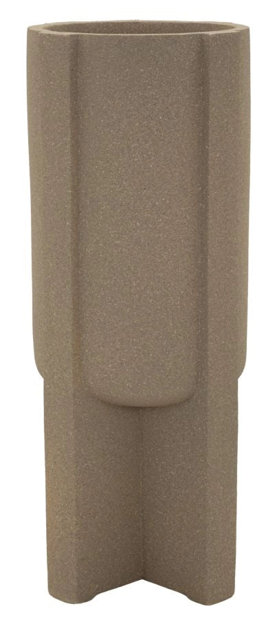 Porta Vaso da Esterno Moai Ø42x101 cm in Resina Marrone