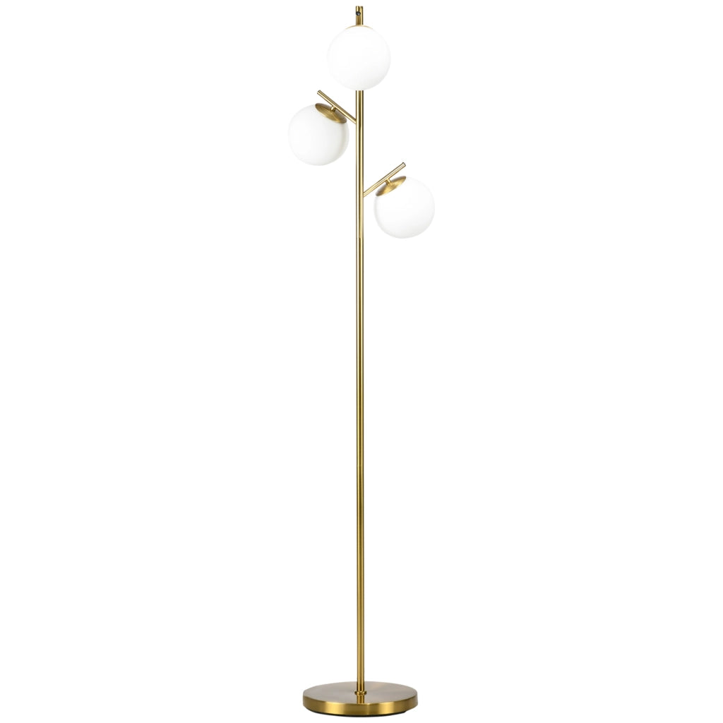 Lampada da Terra Retro con 3 Paralumi in Vetro ¨C Xylo ¨C Oro